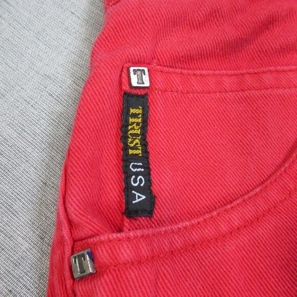 Vintage Trust Jean Shorts Size 33 Red Baggy Punk Skater Y2K 90s Heavyweight - Picture 4 of 13